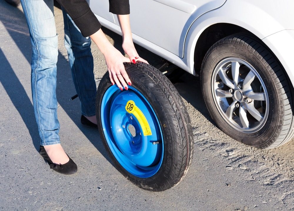 Punctured spare wheel