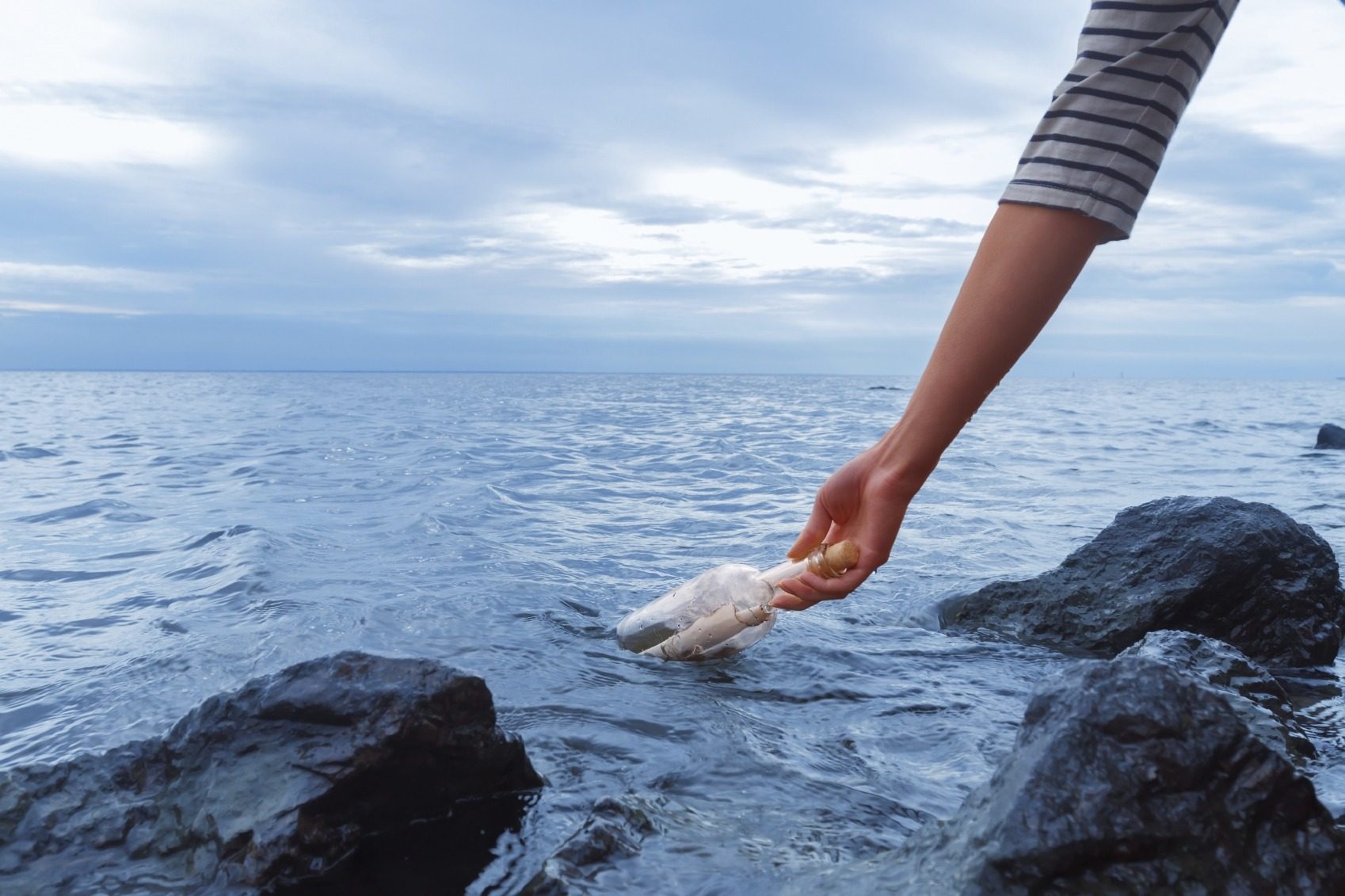 Bottle thrown into the sea