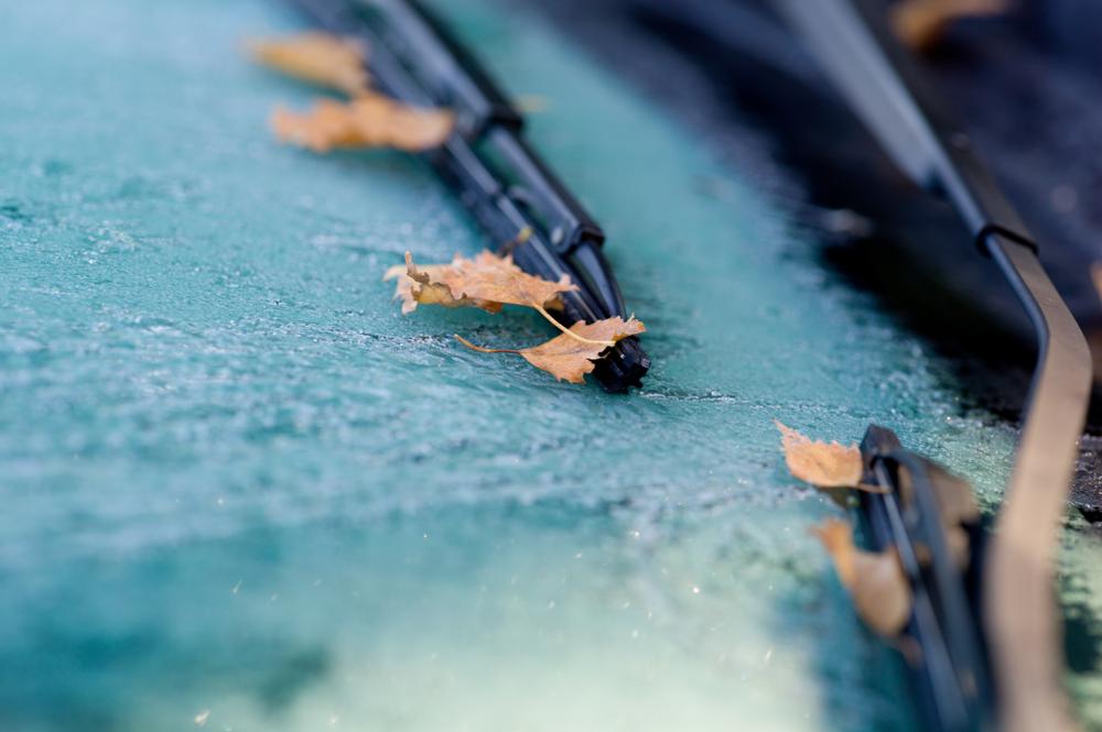 frozen car windscreen in winter