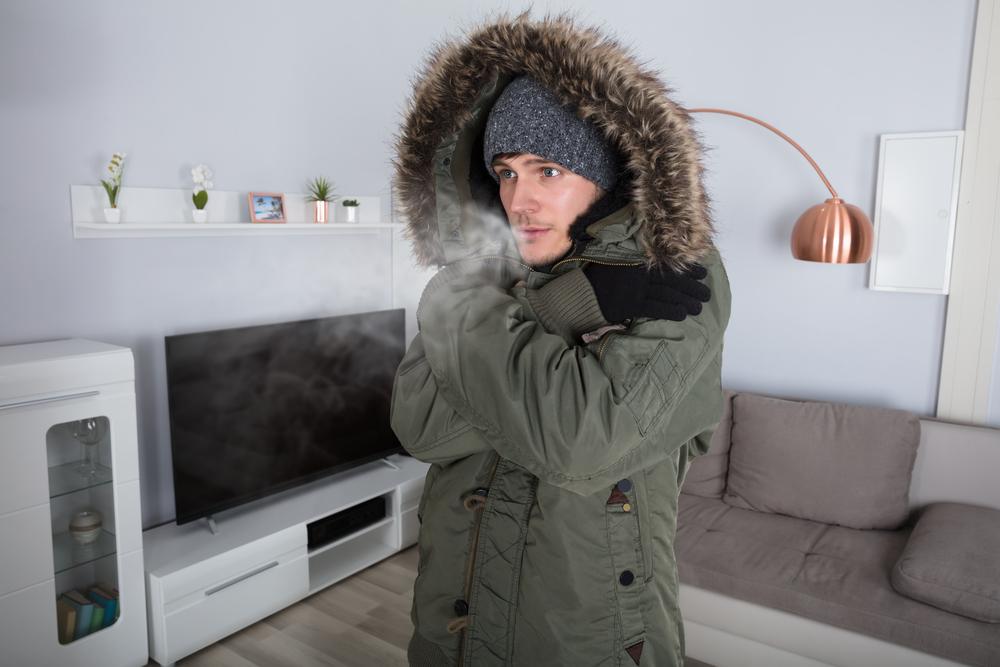 Person with no heating at home