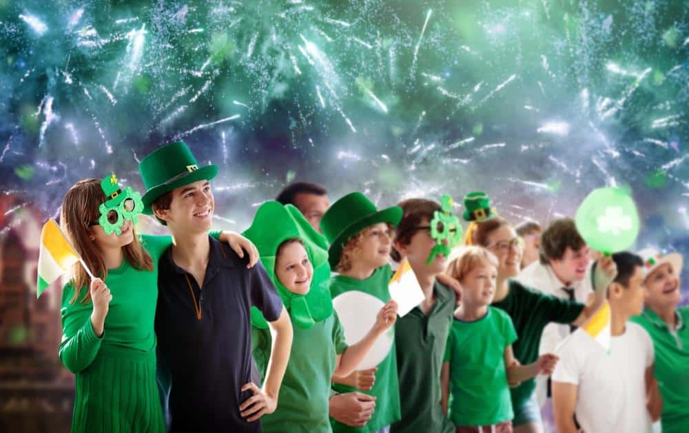 Children celebrating St Patrick's Day with fireworks - Dublin