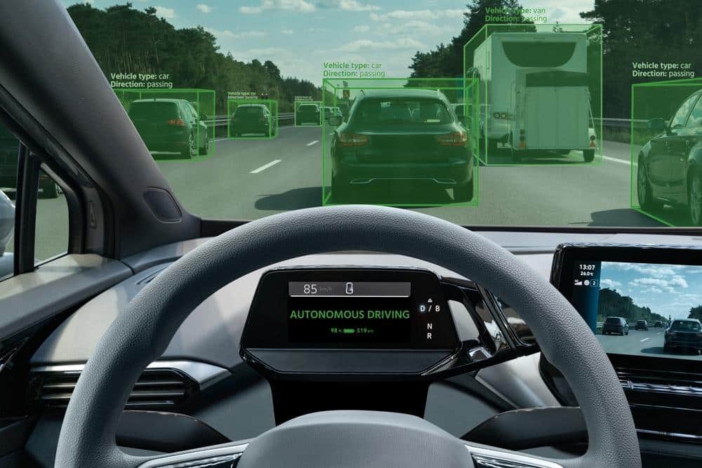 View of an autonomous vehicle's dashboard